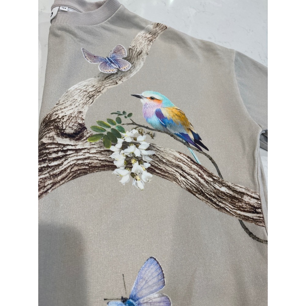 Molo Kids Maxi Sweatshirt Tree Living Leopard Bird Organic Cotton Size 164 14Y - Picture 9 of 13